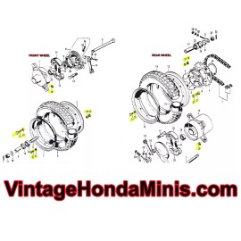 Honda Wheel - OEM Bolts Front & Rear Kit - Rim to Hub - Honda CT70 CT70H Mini Trail