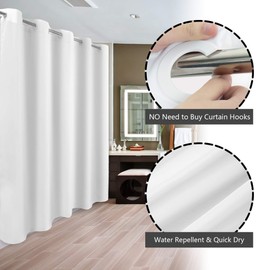 River Dream No Hook Hotel Cloth Shower Curtain Microfiber - Waterproof Soft Washable Fabric Shower Curtain or Liner with Magnets, White, Standard Size