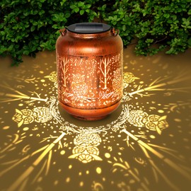 Owl Solar Lanterns Outdoor Garden Ornaments, Owl Gifts for Women Mum Her Decorative Waterproof Metal Hanging Light for Yard, Patio, Lawn, Backyard