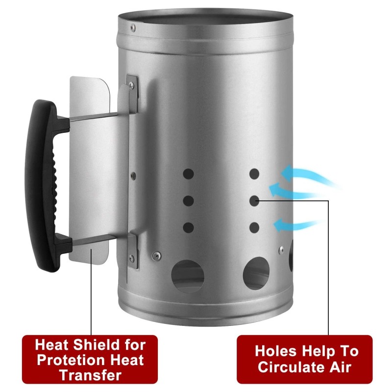 CADARA Charcoal Chimney Starter BBQ Grill Lighter Barbecue Fire Starter