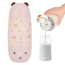 Portable Baby Bottle Warmer, 500 ml Baby Bottle Warmer with Intelligent Temperature Control, Quick Heating, 37 to 55 Degrees Adjustable Bottle Warmer for Home/Travel