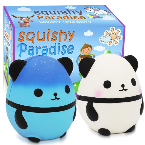Jumbo Squishies Panda Squishy Toys - 2 Pack Kawaii Cute Panda Squishy Slow Rising Cream Scented Squishies Jumbo Stress Reliever Toys for Boys and Girls Birthday Party Supplies