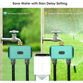 Sprinkler Timer with 2 Outlet, Automatic Irrigation System Controller for Lawns and Yard, Compatible with Alexa (Brass Inlet & Plastics Outlet)