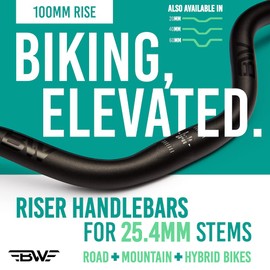 BW 100mm Riser Handlebar - Great for Mountain, Road, and Hybrid Bikes - Fits 25.4mm Stems