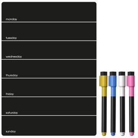 TMS A4 Magnetic Weekly Planner and Dry Wipe Pens, Small Fridge Magnet Whiteboard - Use as Calendar or Dry Erase Meal Planner for Kitchen, Office Notepad or Family Chore Chart