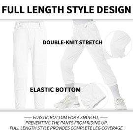 QBK 2T/3T/4T/5T Toddler Baseball Pants Youth Softball Pants Kids Tee Ball Pants for Boy Girl White（White 2T）