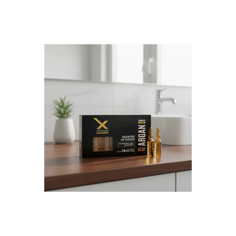 Xiomara Argan Drop Ampolleta Efecto Reconstructor Capilar Enjuague 12pzx10ml