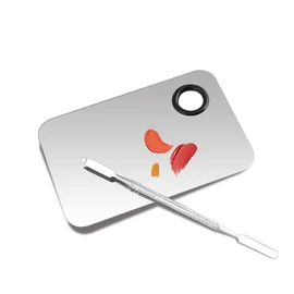 BEAUTY PLAYER Palette, Stainless Steel, Makeup Palette, Liquid Foundation, Nail Color, Palette, Cosmetic Tool, With Sparette Rod, Stainless Steel (Square)