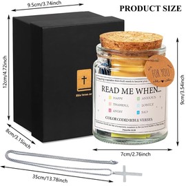 PXIRQ Bible Verse Jar - Inspirational Scripture Cards & Cross Necklace - Christian Gifts for Women, Men, Mom, Dad, Teens, Fathers Day, Birthdays, Graduation - Daily Encouragement, Prayer, Bible Study