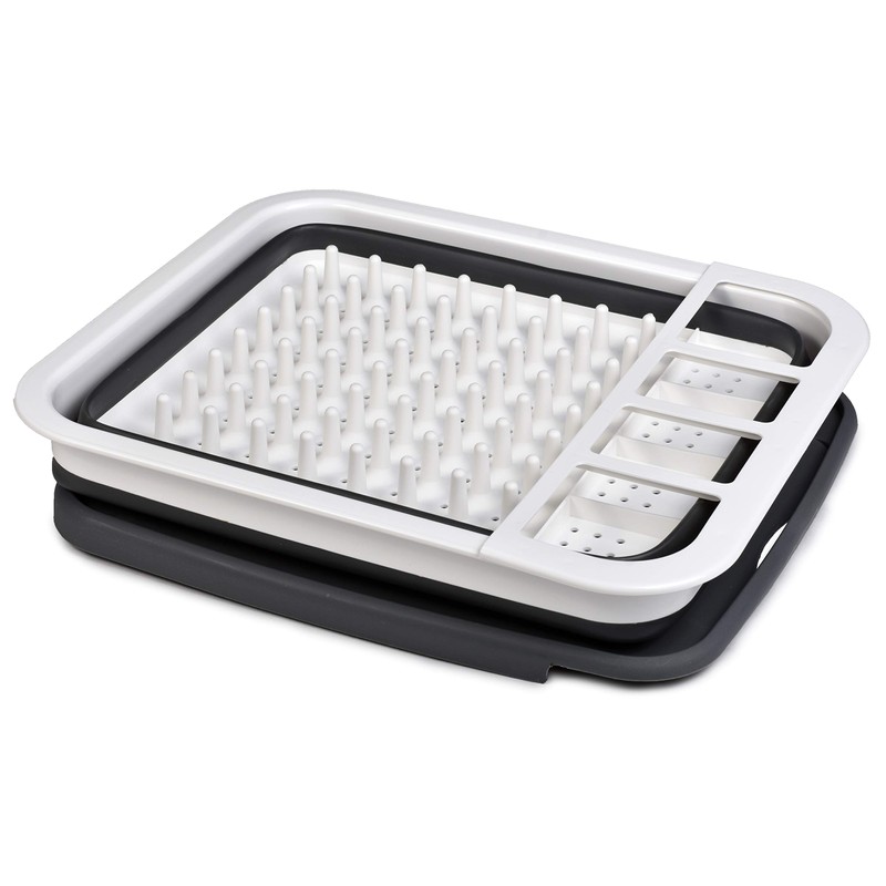 Masirs Pop-Up Collapsible Dish Drying Rack: Convenient Storage, Drains into