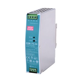 TorqCali EDR-75-24 75W 24V 3.2A Single Output Industrial DIN Rail Power Supply, Constant Current Limiting, Overload and Overvoltage Protection, -40°C to +70°C Operating Temperature