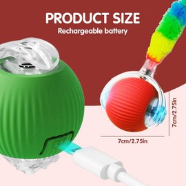 JinRui-T 2 PCS Active Rolling Ball with Tail for Dogs,Interactive Cat Chewie Rollie Pet Smart Chase Ball, Interactive Smart Cat Toy PetBall