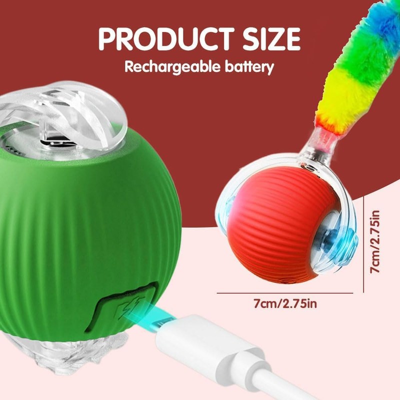 JinRui-T 2 PCS Active Rolling Ball with Tail for Dogs,Interactive