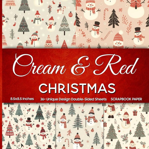 Cream & Red Christmas Scrapbook Paper