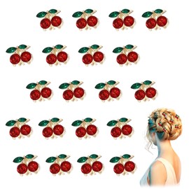 20 PCS Mini Crystal Cherry Accessories, Cherry Hair Clip, Playful And Sweet Metal Hair Accessories, Suitable for Girls And Women
