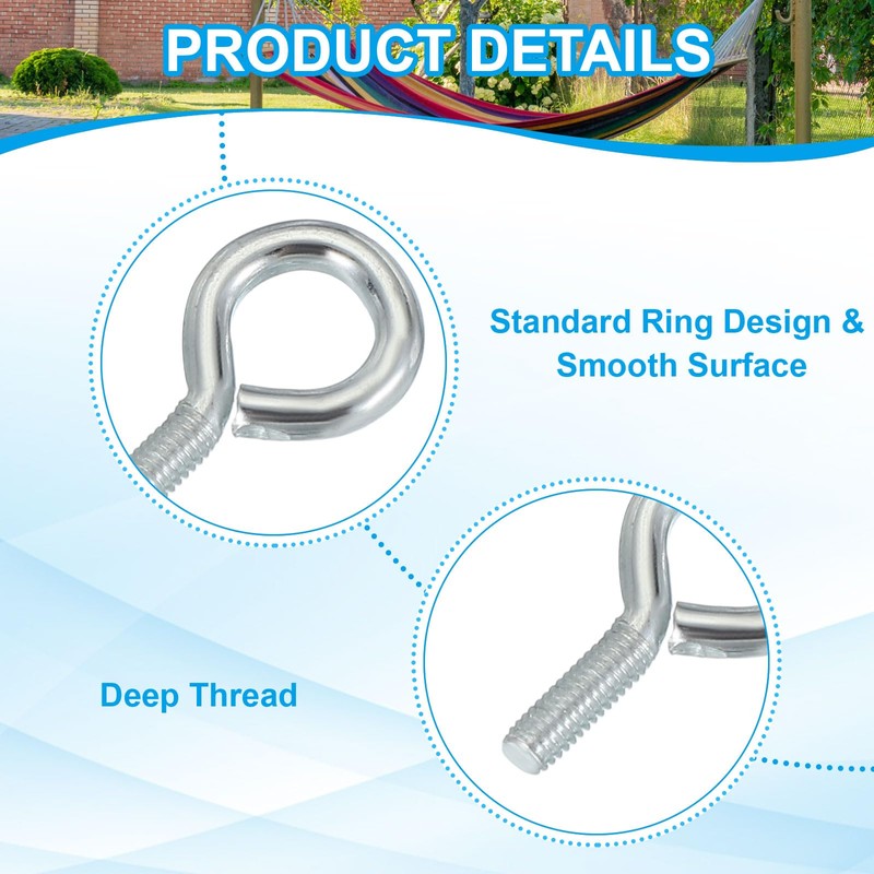 PATIKIL M3x8mm Eye Bolts, 10 Pcs Carbon Steel Threaded Eyebolt