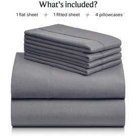LuxClub 6 PC Full Size Sheet Set Bed Sheets Deep Pockets 18" Wrinkle Free Cooling Sheets Machine Washable Hotel Bedding Silky Soft - Light Grey Full