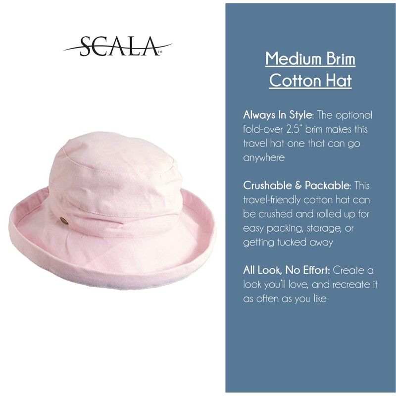 Scala Sombrero de algodón de ala Mediana para Mujer, Verde