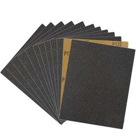 Premium 120 Grit Wet Dry Sandpaper Sheets 9"x11" - 12 Pcs | Imported Flexible Backing, Black Silicon Carbide Abrasive | for Woodworking, Automotive & DIY Projects