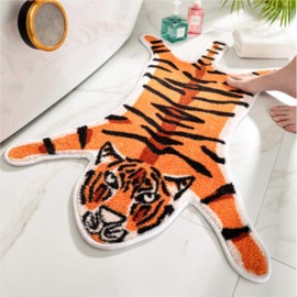 Tiger Print Rug,Cute Faux Tiger Rug Small Area Rugs for Home Decor Fluffy Animal Print Rug Carpet for Living Room Bedroom Yellow 1.8ft x 2.7ft/21.5in x 32.4in