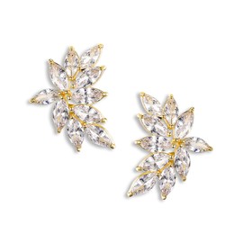 Clearine Cubic Zirconia Stud Earrings for Wedding Prom Marquise Earrings for Women Bridesmaid Clear Silver Tone, Cubic Zirconia