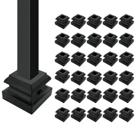 ITEVE.GD Wrought Iron Baluster Shoes 30 Pack - Aluminum Flat Shoe for Staircase Interior with Screws for 1/2 Inch Square Balusters - Metal Staircase Spindle Shoes - Satin Black……