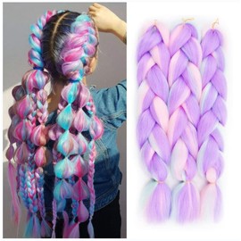 FANWYFYU Braiding Hair Kanekalon，3 Packs 24 inch Ombre Jumbo Braiding Hair Professional Hair Extension For Women Crochet Twist Braids Synthetic Hair（MC9)
