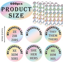 600 Pcs My Pronoun are Stickers They Them Theirs Gender Identity Labels 1inch He Him She Her Name Tag Pronouns Name Badge Stickers for Party Conference Kids Boys Girls