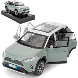 imtfzct Compatible for 1:32 Diecasting Alloy Toyota RAV4 Car Model Car, Pull Back Toy Car with Sound and Light, Open Door for Kids Gift, Children Gift （grey）