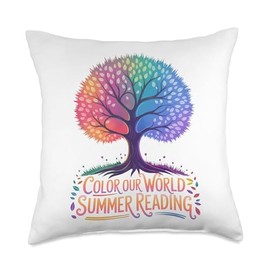 Color Our World Summer Reading Tee for Kids,Women and Men Throw Pillow