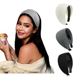 Lyoveu Hd-B1 Headbands for Women, 3 inches Wide Cute headbands, Makeup Skincare Headband, 3PCS Head Bands for Women's Hair, Headbands for Trendy, Hair Accessories for Women