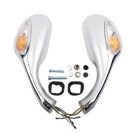 MMokuo Scooter LED Rearview Mirrors Convex HD Glass with Mounting Screws Fit for Jonway Silver 8mm for 50cc 125cc 150cc 250cc Moped Motorcycle