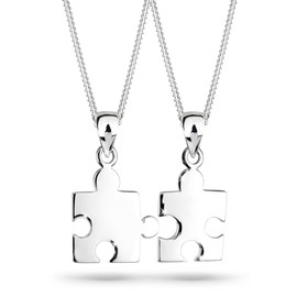 Elli Women's Necklace Puzzle Piece Pendant Set Partner Connection in 925 Sterling Silver, Sterling Silver, None