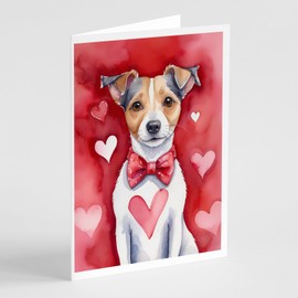 Caroline's Treasures DAC5368GCA7P Jack Russell Terrier My Valentine Greeting Cards Pack of 8 Blank Cards with Envelopes Whimsical A7 Size 5x7 Blank Note Cards