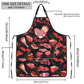 MBMSO Ham Apron with Pockets I Want Ham Gifts for Ham Lovers Ponyo Apron for Japanese Anime Movie Fans Gift Ham Kitchen Apron, Ham Apron-b, Standard