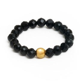 BERGERLIN Genuine Natural Stone Ring with Gold Pearl – Ring for Men and Women – Certification of Authenticity, Natural stone, natural stone