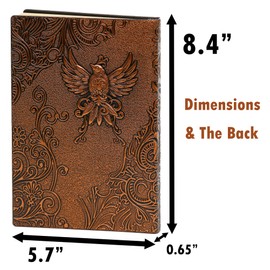 A.F.N.A.L Unlined Journal - Phoenix Bronze 3D-Embossed Art Pattern Hardcover Notebook Gift, A5 Blank Sketchbook Notepad, 8.4" x 5.7" (100 Sheets, 200 Pages)