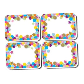Ashley Productions ASH78008 Non-Magnetic Mini Whiteboard Erasers, Confetti, Printed Foam/Black Felt, 2" x 1.5" x 0.75", (Pack of 10)