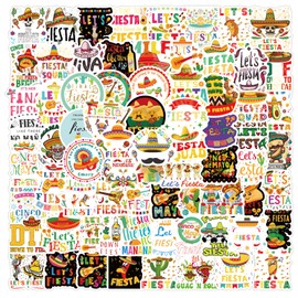 125 pcs Mexican Fiesta Stickers Mexican Culture Vinyl Waterproof Stickers Mexican Decoration Pattern for Water Bottles,Laptop,Bumper,Skateboard,Computer,Phone, Mexican Decals for Adult