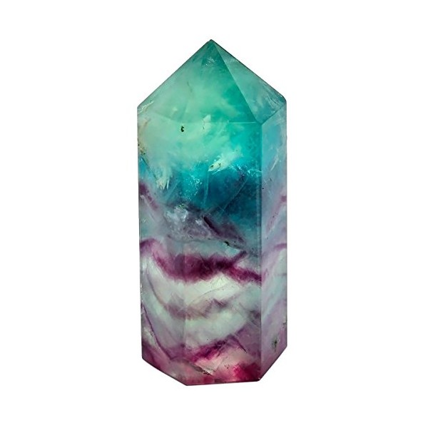 mookaitedecor Natural Rainbow Fluorite Healing Crystals Point Wand Tower Tumbled Faceted Prism Reiki Stone Meditation Decor, 1.57-2.75â Height