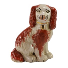 SYNWISH Hand Painted Red Porcelain Dog Pair of Small Figurines Home Décor