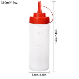 Katfort Squirt Bottles for Sauces Ketchup Bottles Squeeze, 2 Pack 12oz Condiment Squeeze Bottles for Liquids BBQ Dressing Pancake Art, Plastic Sauce Bottle with Cap Lid
