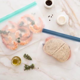 OGGI Reusable Food Storage Bags - Set 6 - Ideal Lunch Bags, Freezer Bags, Sandwich Bags, Snack Bags, Storage Bags, Snack Bag for Travel - Food-Grade BPA-Free - (2) 11x8" / (2) 8.5x7" / (2) 8.5x5"