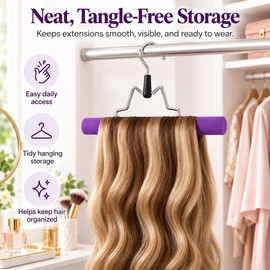 Wig Hanger for Hair Extensions & Wigs – Wooden Storage Holder for Wefts, Clip-Ins & Home Organization