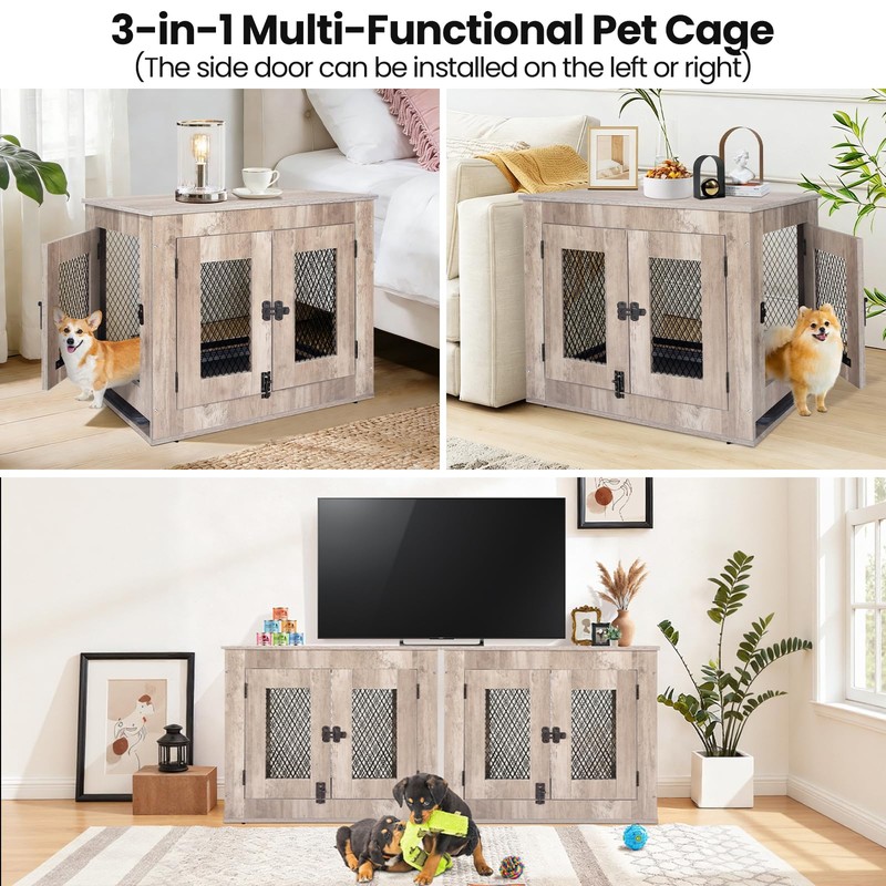 Agitree Pet Crate Furniture End Table - Rustic Style Small