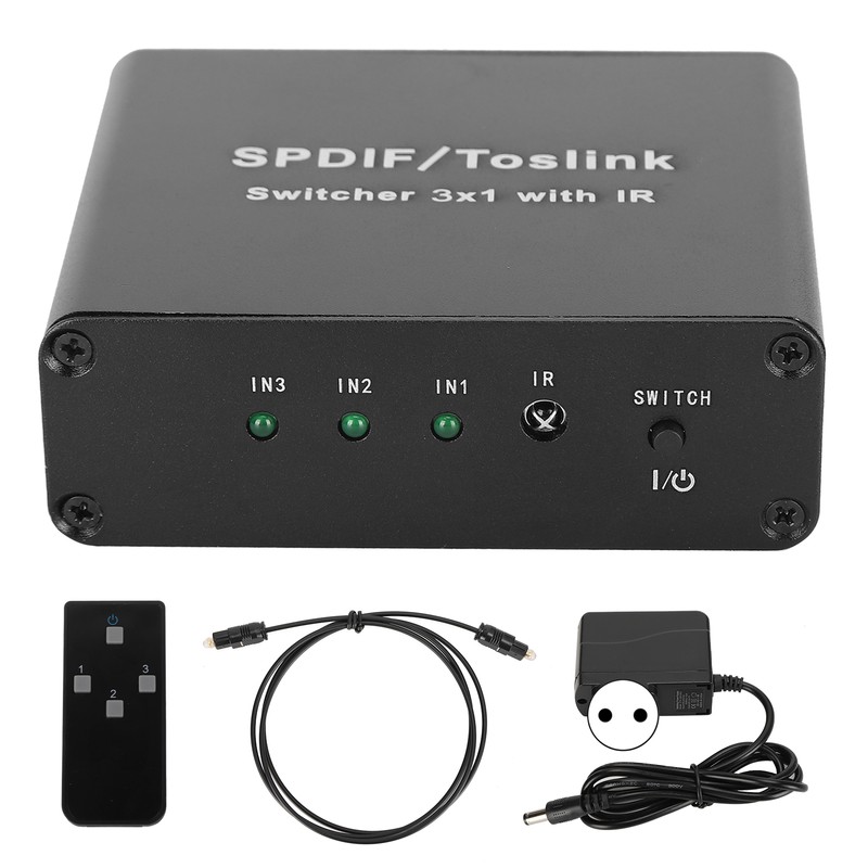 SPDIF/for TosLink Switcher 3x1 Switching Device with Remote Control 3