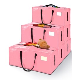 adeabag 12 Pack Extra Large Moving Bags, Heavy Duty Packing Bags with Zippers and Handles for Space Saving, Clothes Storage, College Essentials, Travel, Pink