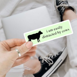 3 Pcs I'm Easily Distracted by Cows Decal for Cars, Cow Stickers Highland Cow Car Decals - Vinyl Sticker for Water Bottles Laptop Phone Car Helmet 5 Inches
