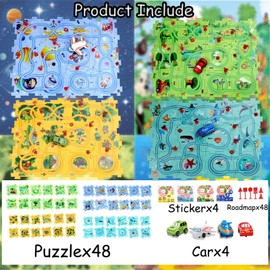 Niville Puzzle Racer Kids Car Track Set with Cars Puzzle Racer Car Track Set for 3-8 Year Old Best Holidays&Birthday Gifts for Kids (100PCS 4in1)