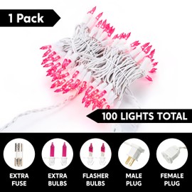 JOIEDOMI Christmas String Lights Indoor,100 Count Mini Pink Valentines Day Fairy Light,21.4FT Lighting Decor for Patio Dorm Classroom Bedroom Holiday Wedding Party Garland Birthday Festival,White Wire